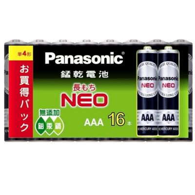 Panasonic 國際牌 4號錳乾電池 AAA電池16入裝 環保無汞電池 遙控器時鐘適用 DR03NNT/16SW