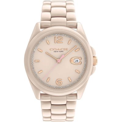 COACH 官方授權 Greyson C字陶瓷錶-奶茶色 女錶(CO14504065)36mm