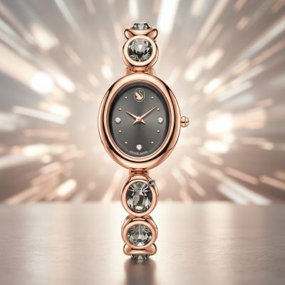 SWAROVSKI 施華洛世奇 Imber oval 無盡光芒手鍊式腕錶-25x21mm灰褐色 (5754814)