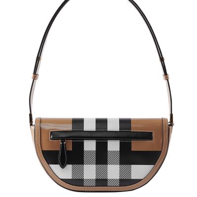 BURBERRY 巴寶莉 Olympia 翻蓋肩背半月包-經典格紋