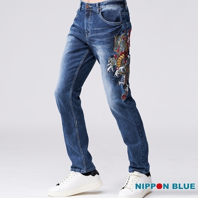 日本藍 BLUE WAY – 金標蒼龍瑞氣中腰丹寧直筒褲