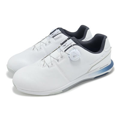 Mizuno 高爾夫球鞋 Nexlite Enerzy Boa 4E 男鞋 寬楦 白 藍 旋鈕 輕量 美津濃 51GQ2450-01
