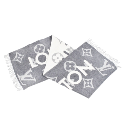 LOUIS VUITTON路易威登 LV M73455 MONOGRAM CAPITAL 經典品牌字母圍巾(灰色)