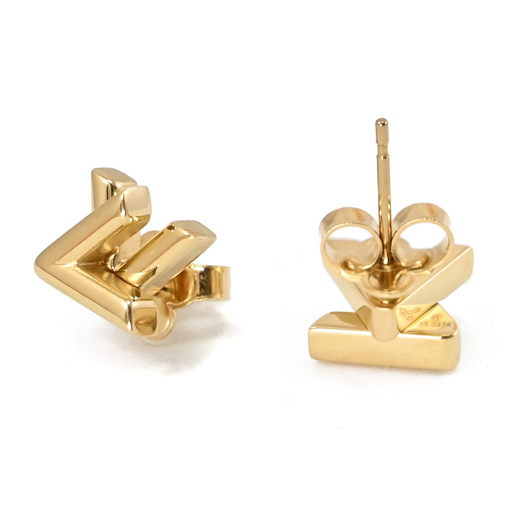 Louis Vuitton路易威登LV飾品M01621 GO-14 經典品牌LOGO針式耳環(金