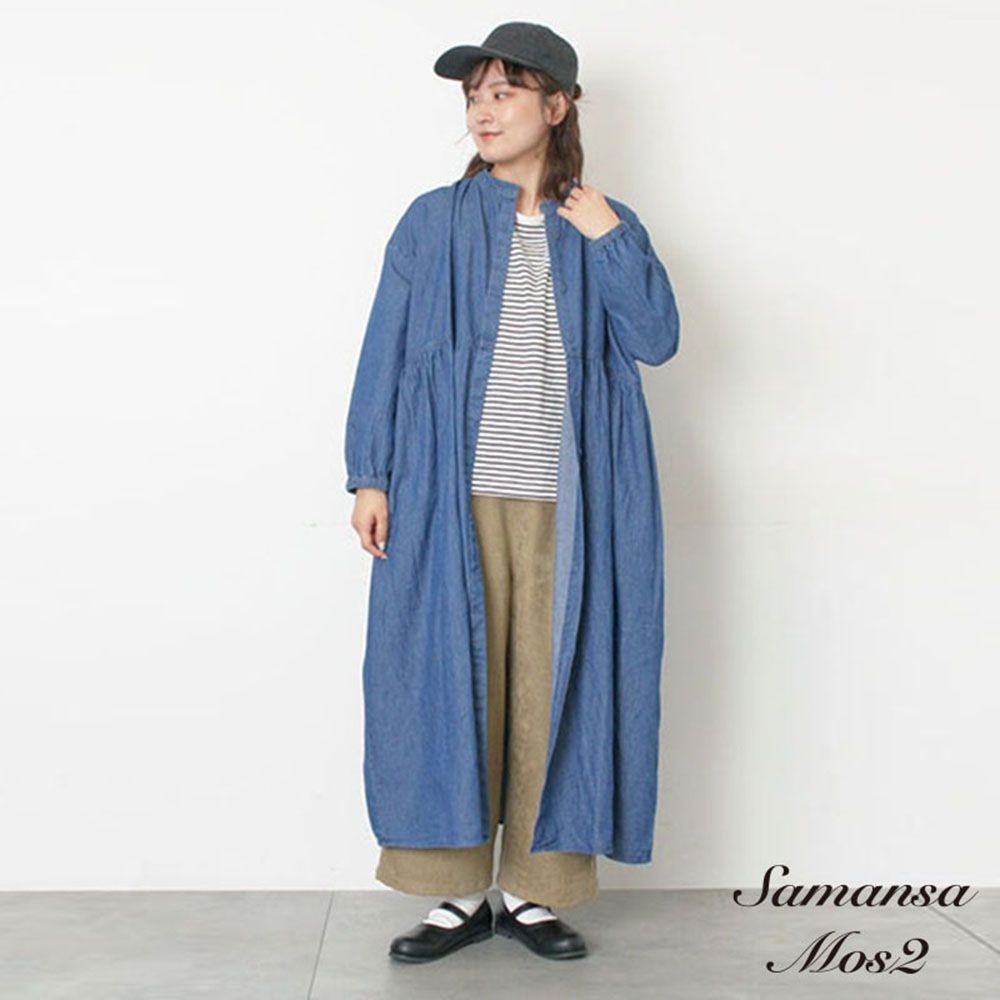 〚Samansa Mos2〛立領排釦設計牛仔襯衫式洋裝