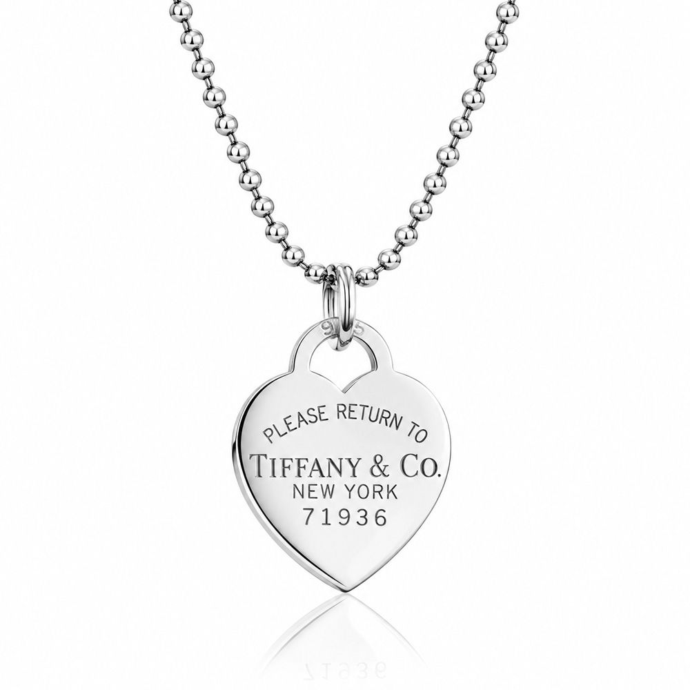 (95成新) Tiffany&Co. 蒂芙尼 大愛心刻字925純銀 型男超長版珠鍊項鍊