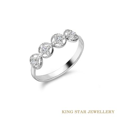 King Star 鉑金台 天然鑽石戒指 古錢 滾珠邊