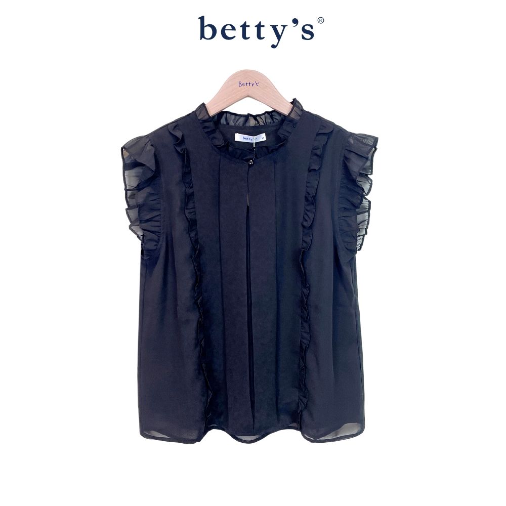 betty’s貝蒂思　甜美滾荷葉邊雪紡上衣(共二色) (黑色)