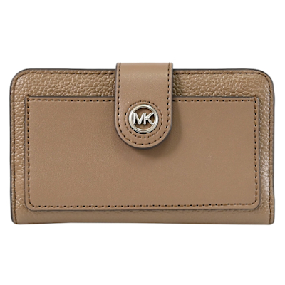 MICHAEL KORS CHARM 金屬MK LOGO釦式零錢中夾(深棕)
