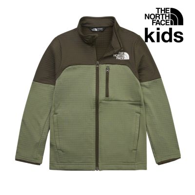 【The North Face 官方旗艦】北面兒童綠色保暖抓絨外套｜8AY5C71