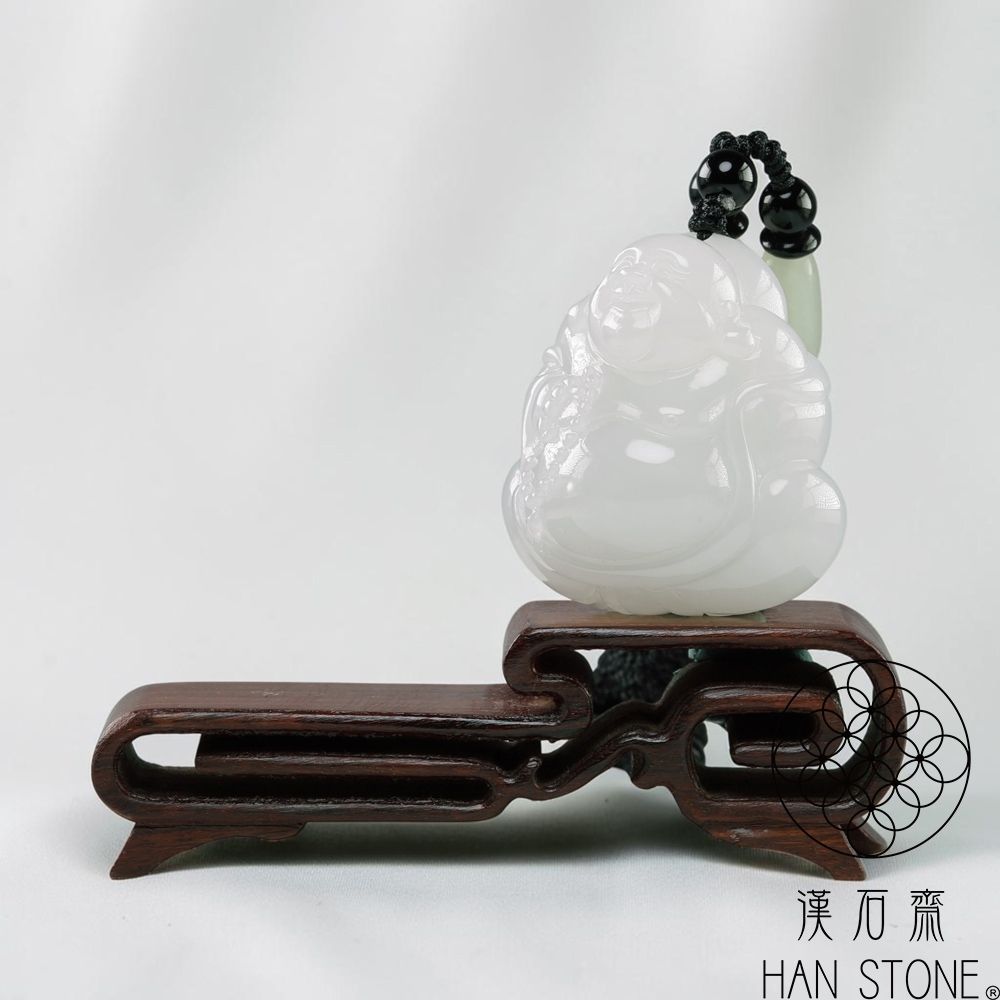 漢石齋】天然和田玉彌勒佛玉佩吊墜羊脂白玉(38*39*20mm) | 漢石齋