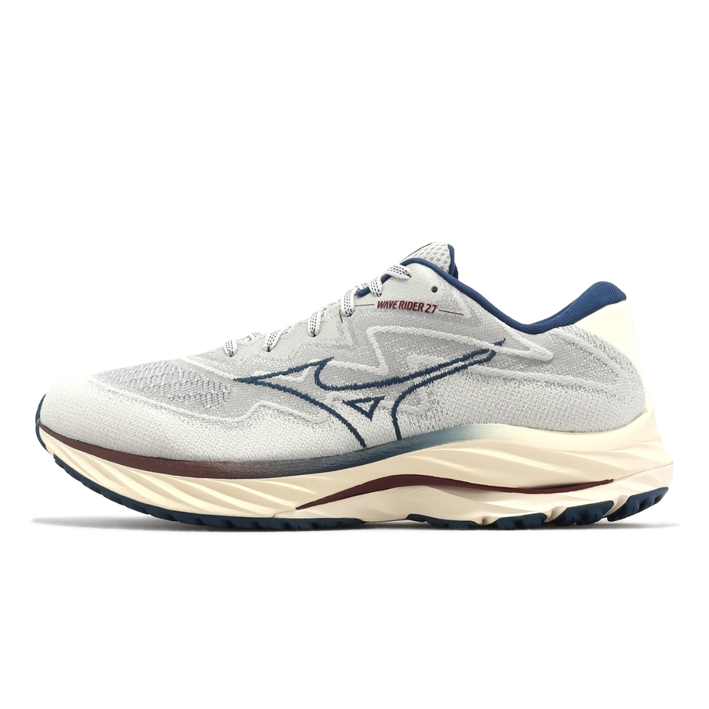 Mizuno 慢跑鞋Wave Rider 27 SSW 超寬楦男鞋灰藍避震運動鞋美津濃