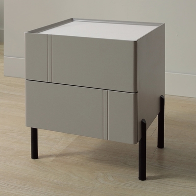 文創集 歐布1.3尺巖板二抽床頭櫃-40x40x48cm免組