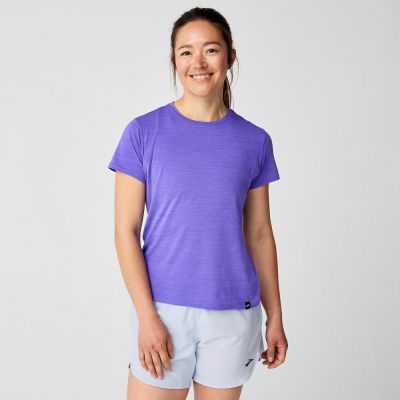 BROOKS 女 Luxe 短女袖上衣 紫羅蘭花灰 (221659559)