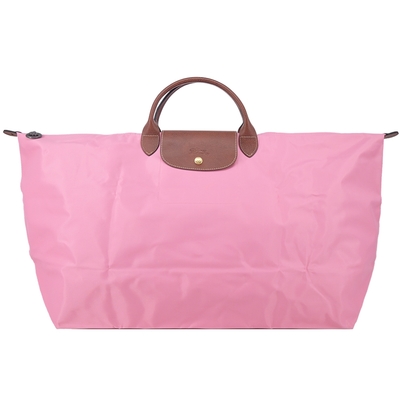 LONGCHAMP LE PLIAGE系列短把再生尼龍摺疊水餃旅行袋(特大/棉花糖粉)