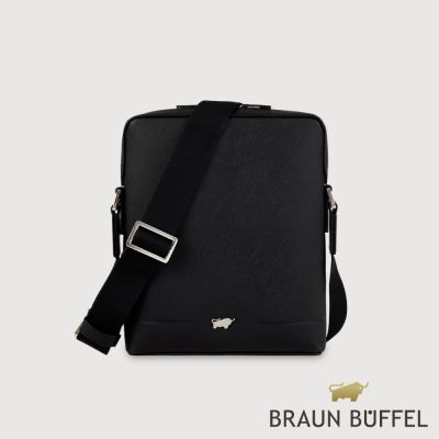 【BRAUN BUFFEL 德國小金牛】台灣總代理 格瑞克-F 直式斜背包-黑色/BF586-17-BK
