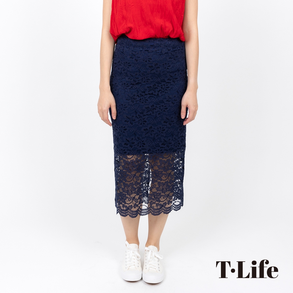 T.Life 完美曲線高貴蕾絲後開衩長裙(3色)