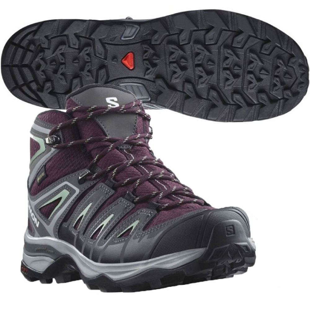 索羅門SALOMON 女X Ultra Pioneer Mid GTX 防水透氣耐磨中筒登山鞋_酒