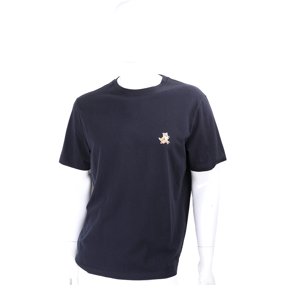 MAISON KITSUNE 跑步狐狸補丁黑色純棉短袖TEE T恤(男/女可穿)