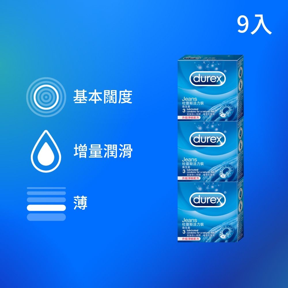 【Durex 杜蕾斯】活力裝衛生套/保險套3盒(共9入)
