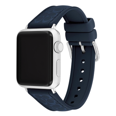 COACH Apple Watch 錶帶 38/40/41mm 適用 矽膠錶帶 寵愛媽媽 送禮推薦 - 深藍色(不含手錶)
