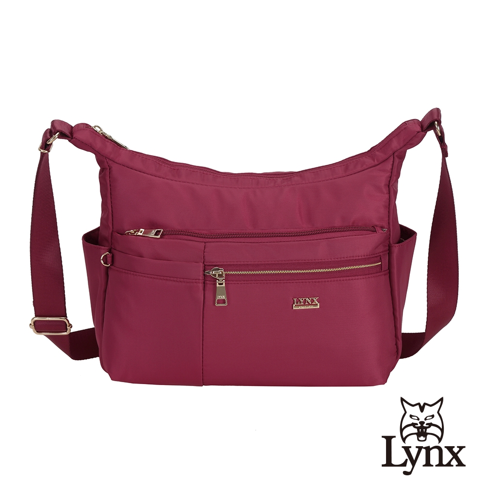 Lynx】美國山貓輕量尼龍布包多隔層機能斜背包紅色| 斜/肩背包