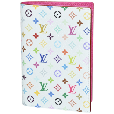 LOUIS VUITTON路易威登 LOUIS VUITTON   M14178  LV x Murakami聯名系列塗層帆布牛皮彩色字樣護照夾/套(白色)