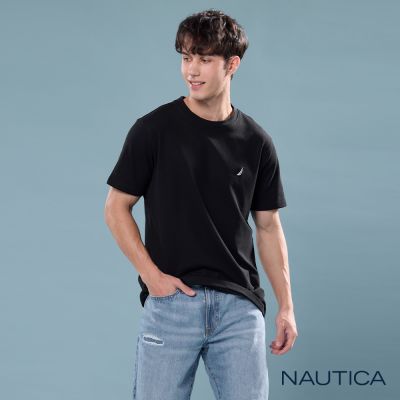 Nautica 官方旗艦 男裝 吸濕排汗休閒短袖T恤-黑色