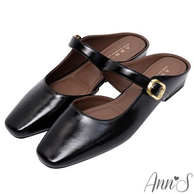 Ann’S無壓力的正式-方頭平底穆勒鞋2cm-黑