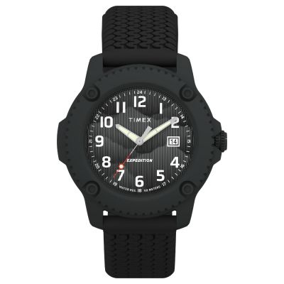 TIMEX 天美時 Expedition Timber 42 毫米 矽膠錶帶腕錶(黑 TXTW4B34800)