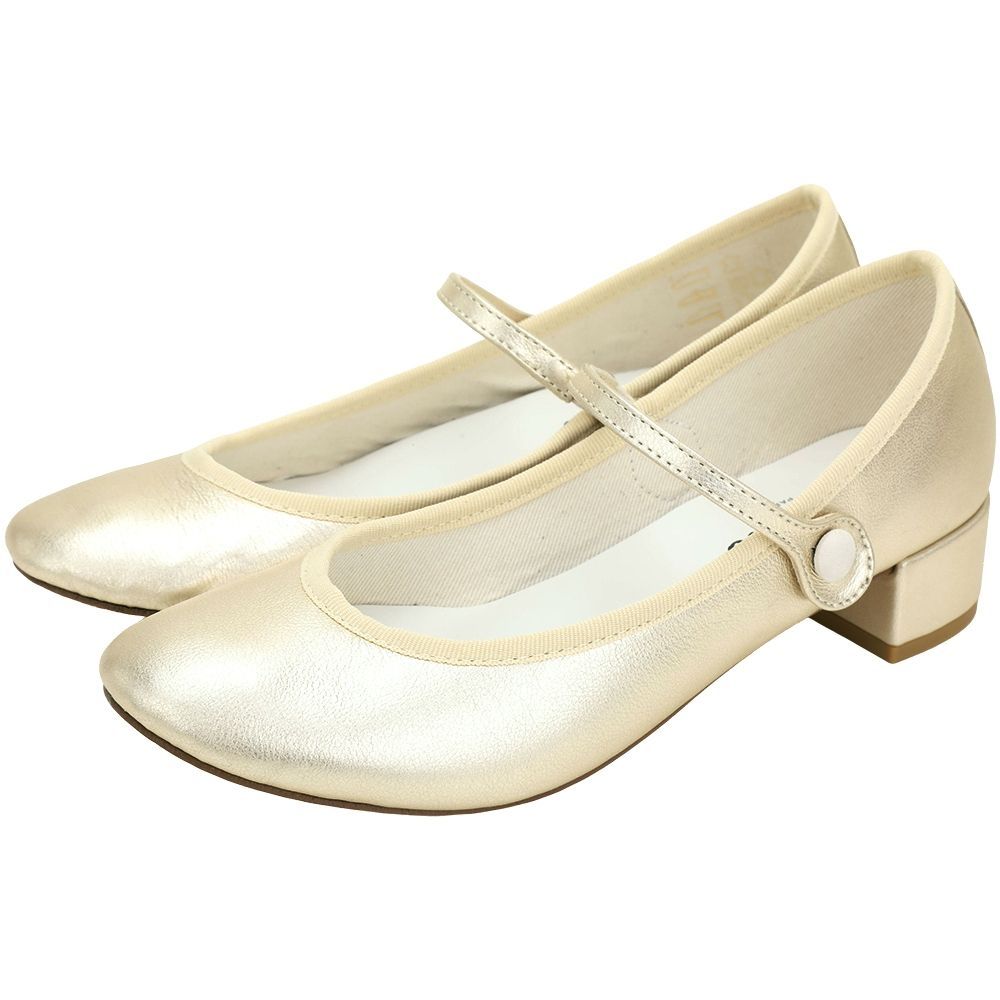 Repetto 法國頂級品牌 牛皮粗跟 芭蕾舞鞋/瑪莉珍鞋-多款可選 (Rose Mary Janes低跟瑪莉珍鞋-淺金)