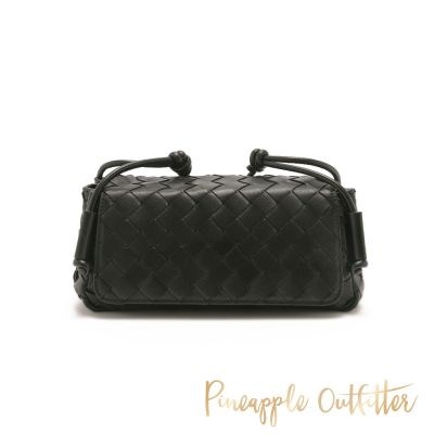 Pineapple-Outfitter-法式經典手工編織真皮兩用小方包-黑色