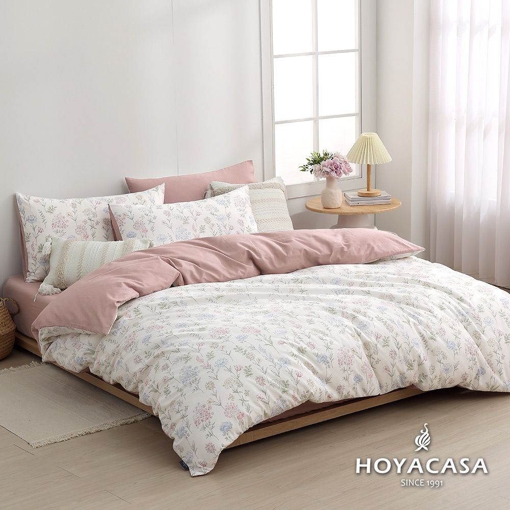 HOYACASA 100%精梳純棉兩用被床包組-多款任選(單人/雙人/加大均一價) (千花物語)