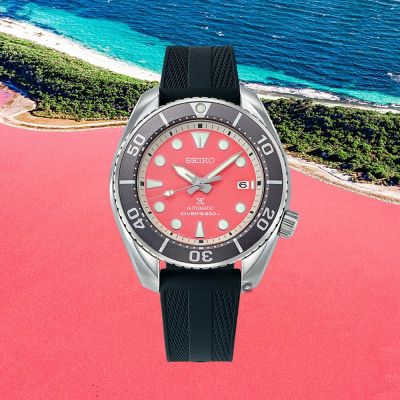 SEIKO 精工 Prospex 亞洲限量款澳洲粉紅湖200米潛水機械錶-45mm SK040 6R35-03L0P.SPB541J1