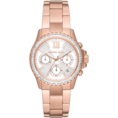 Michael Kors Everest 三眼計時時尚晶鑽女錶 寵媽有禮 送禮首選-36mm MK7213