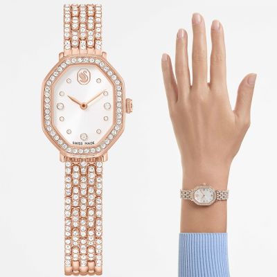 SWAROVSKI 施華洛世奇 Dextera Octagon 優雅水晶八角手錶 女錶 夏日煥新提案 送禮推薦-玫瑰金/32x23mm 5749449