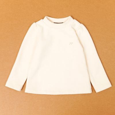 PIPPY 暖暖優雅素面高領長袖上衣 米-090