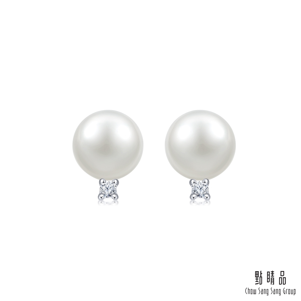 點睛品 La Pelle 日本AKOYA珍珠18K金鑽石耳環_一對(6mm)