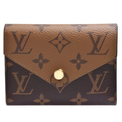 LV Louis Vuitton路易威登 M81557經典VICTORINE系列Monogram Reverse雙色帆布暗釦三折短夾