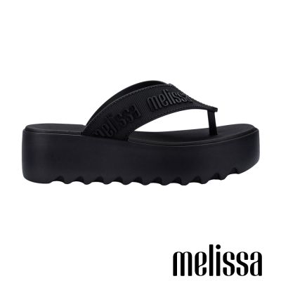 Melissa-寬帶鋸齒厚底人字拖鞋-黑色