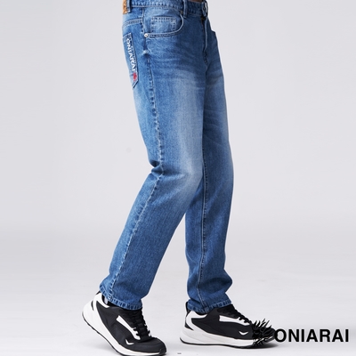 鬼洗 BLUE WAY – 縱系彈力中腰丹寧直筒褲