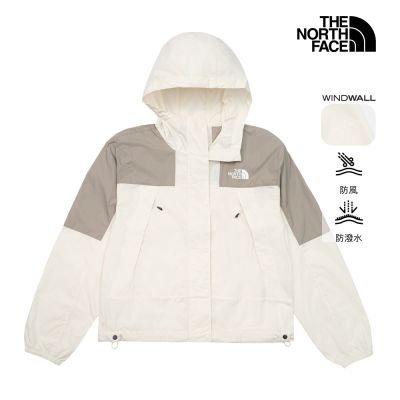 【The North Face 官方旗艦】北面女款米色DWR防潑水防曬連帽外套｜8DGSM9R