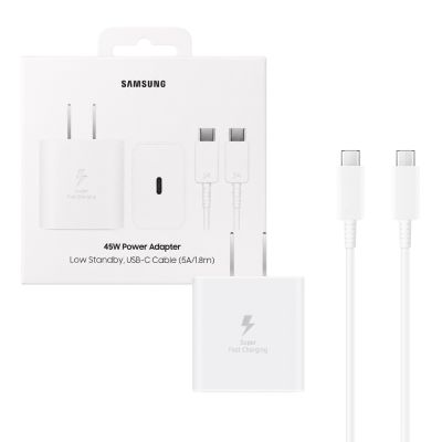 Samsung三星 原廠新款45W閃充+1.8m 雙Type C線組 -白, 支援S26 S25系列【T4511/盒裝】