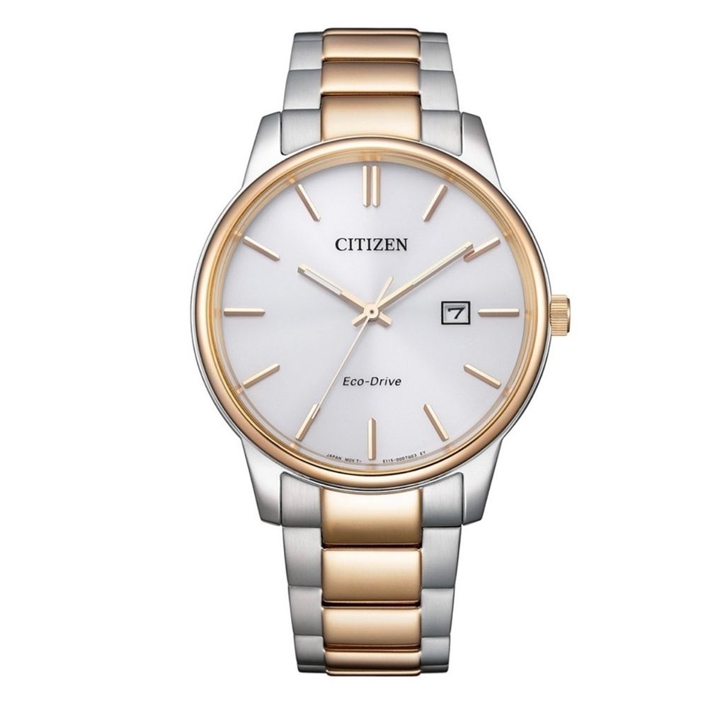 CITIZEN 星辰 光動能經典大三針手錶-男錶-半玫瑰金(BM7686-51A)40mm