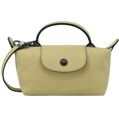 LONGCHAMP LE PLIAGE XTRA系列牛皮化妝/斜背包(迷你/開心果綠)
