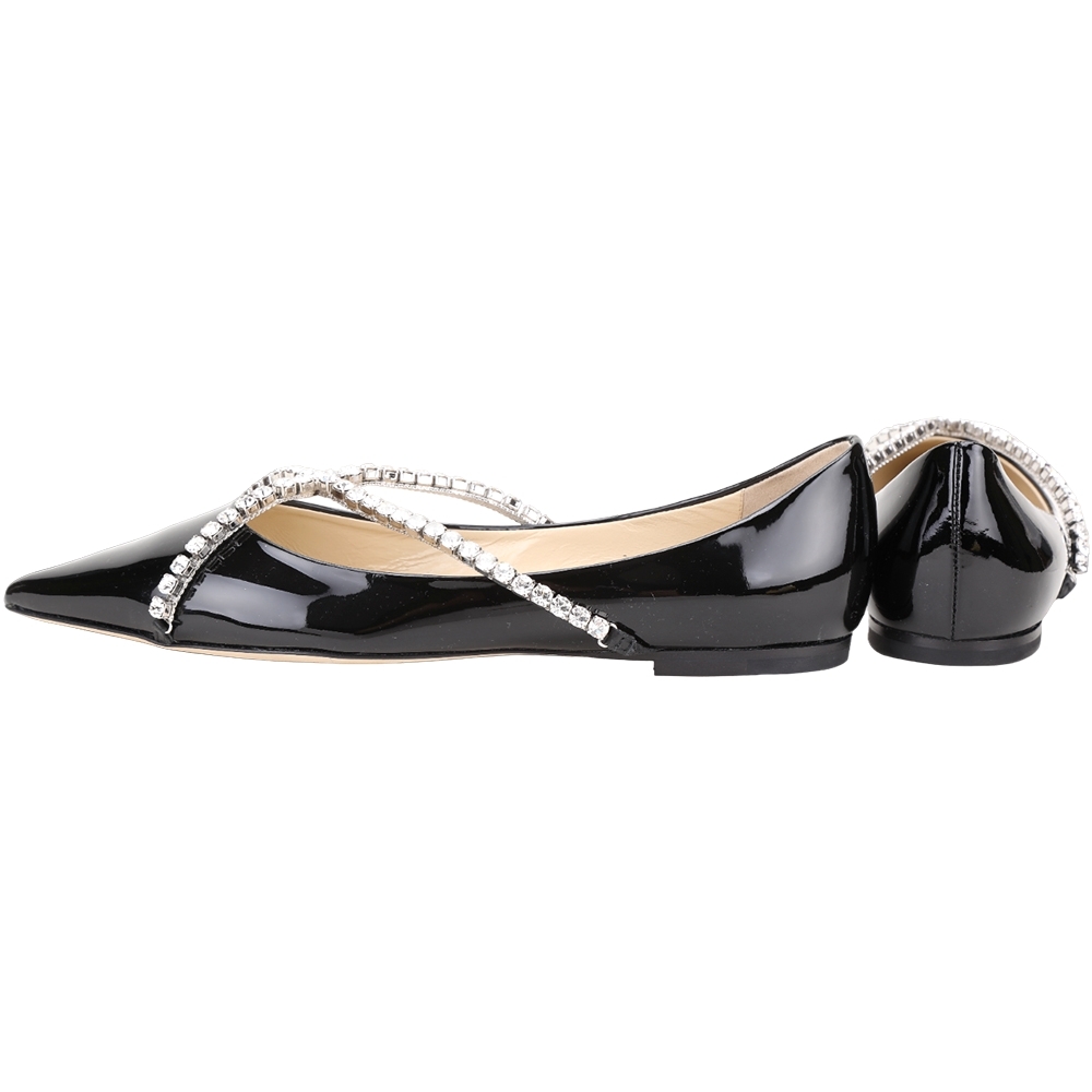 JIMMY CHOO GENEVI FLAT 38 プラチナ/クリスタル Jimmy Choo Genevi Flat in Natural | Lyst UK
