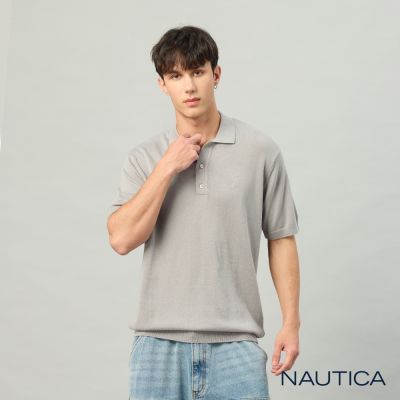 Nautica 官方旗艦 男裝 修身商務短袖POLO衫-灰色