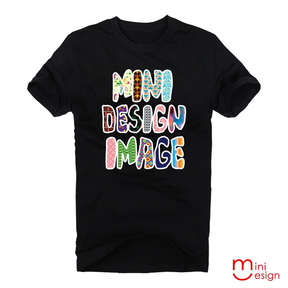 （男款）MINIDESIGN彩色字母潮流設計短T 三色-Minidesign (黑色)