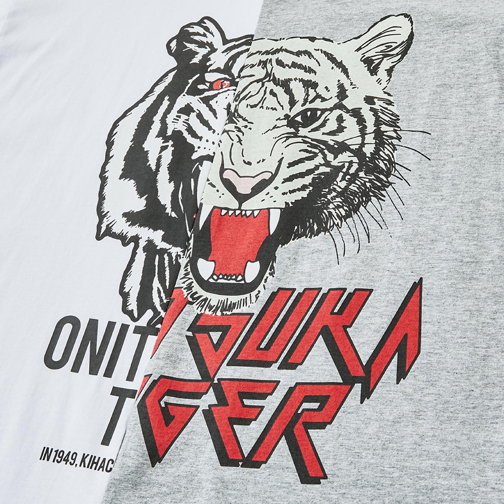 Onitsuka Tiger鬼塚虎-灰白拼接老虎印花短袖上衣(2183B177-100