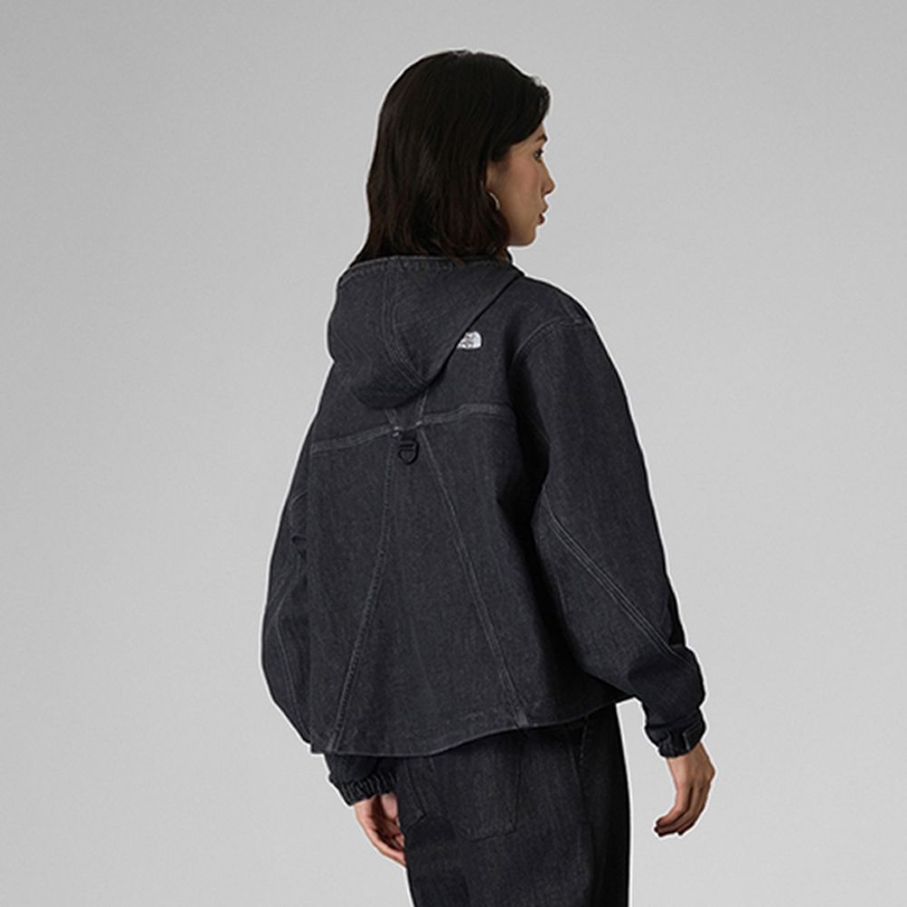 The North Face 官方旗艦】北面UE女款黑色COOLMAX透氣牛仔連帽外套